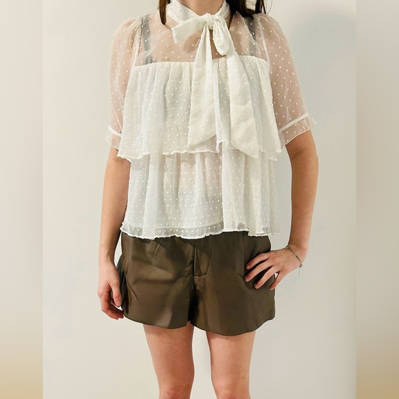 Zara White Ruffled Blouse - Picture 2 of 5